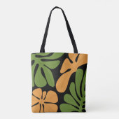 Tote Bag Fleurs Abstraites Modernes Vertes et Orange (Dos)