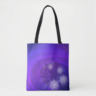 Tote Bag Fleurs Abstraites sur Arrière - plan Indigo plié