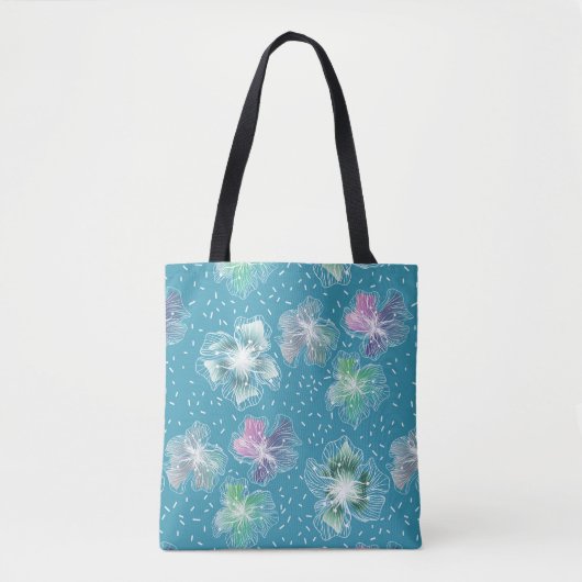 Tote Bag Fleurs Abstraites sur de beaux tons bleu clair (Devant)