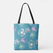 Tote Bag Fleurs Abstraites sur de beaux tons bleu clair (Dos)