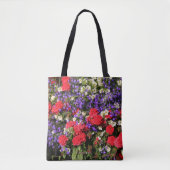 Tote Bag Fleurs annuelles violettes, rouges et blanches (Devant)