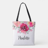 Tote Bag Fleurs Aquarelle Personnalisées (Dos)