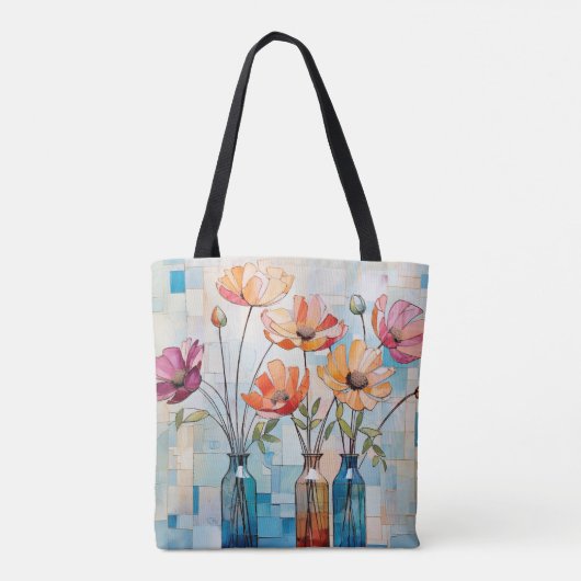 Tote Bag Fleurs aquarelles décoratives (Dos)