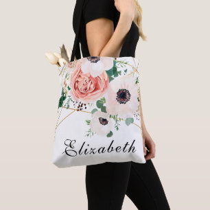 Tote Bag Fleurs Aquarelles Rose Corail