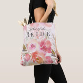 Tote Bag Fleurs aquarelles Rose Rougeâtre Robe de mariée Mè (De près)