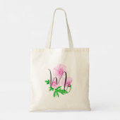 Tote Bag Fleurs aquarelles roses avec votre initiale (Dos)