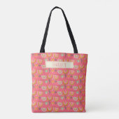 Tote Bag Fleurs arc-en-ciel rose mignonne Nom personnalisé (Dos)
