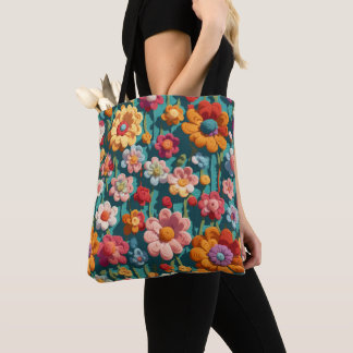 Tote Bag fleurs au crochet