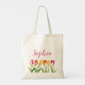 Tote Bag Fleurs avec nom personnalisé (Dos)