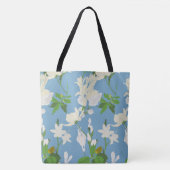 Tote Bag Fleurs blanches 1 bleu clair (Devant)