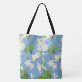 Tote Bag Fleurs blanches 1 bleu clair (Dos)