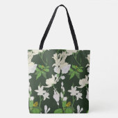 Tote Bag Fleurs blanches 1 vert foncé (Devant)