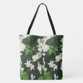 Tote Bag Fleurs blanches 1 vert foncé (Dos)