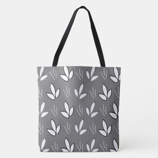 Tote Bag Fleurs blanches à l'aquarelle grises modernes (Devant)