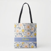Tote Bag Fleurs blanches en bleu (Devant)