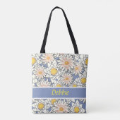 Tote Bag Fleurs blanches en bleu (Dos)