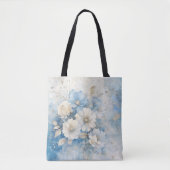 Tote Bag Fleurs blanches et bleues (Devant)