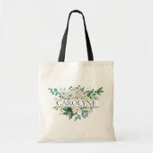 Tote Bag Fleurs blanches et demoiselle d'honneur de verdure (Devant)