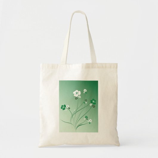 Tote Bag Fleurs Blanches Et Vertes (Devant)