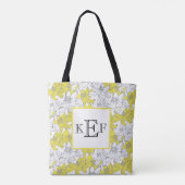 Tote Bag Fleurs blanches jaunes et grises à monogramme   (Dos)