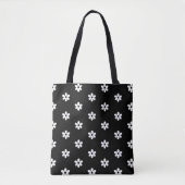 Tote Bag Fleurs Blanches Noir (Devant)