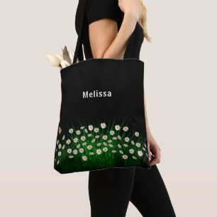 Tote Bag Fleurs blanches noires nom élégant