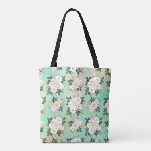 Tote Bag Fleurs blanches romantiques Conception de l'aquare (Dos)