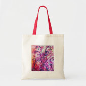 Tote Bag FLEURS BLANCHES rose vif pourpre blanc (Devant)