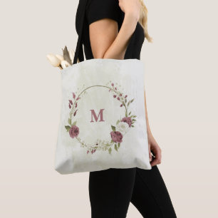 Tote Bag fleurs blanches roses poussiéreuses