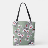Tote Bag Fleurs blanches rouges sans joint : décoration ver (Dos)