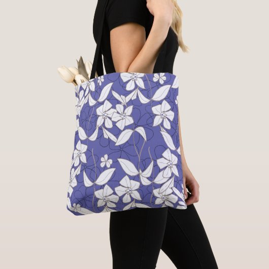 Tote Bag Fleurs blanches sur la boucle (De près)