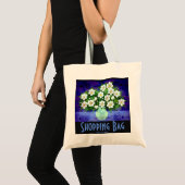 Tote Bag Fleurs blanches, vase vert Fourre-tout (Devant (produit))