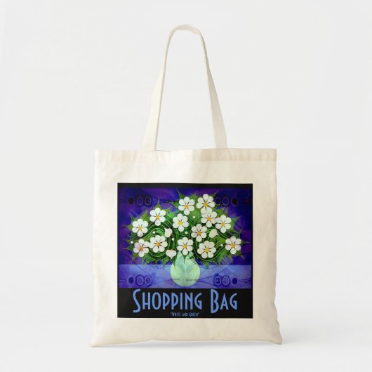 Tote Bag Fleurs blanches, vase vert Fourre-tout (Devant)
