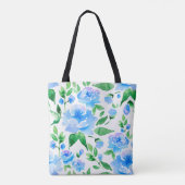 Tote Bag Fleurs bleu d'eau (Dos)