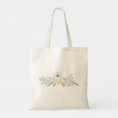 Tote Bag Fleurs Bleu Jaune Botanique Motif Shopping (Dos)