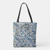 TOTE BAG FLEURS BLEU TURQUOISE FLORALENTINES ANTIQUES, PAON (Dos)