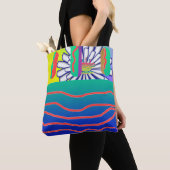 Tote Bag Fleurs Bleues Arc-en-ciel (De près)