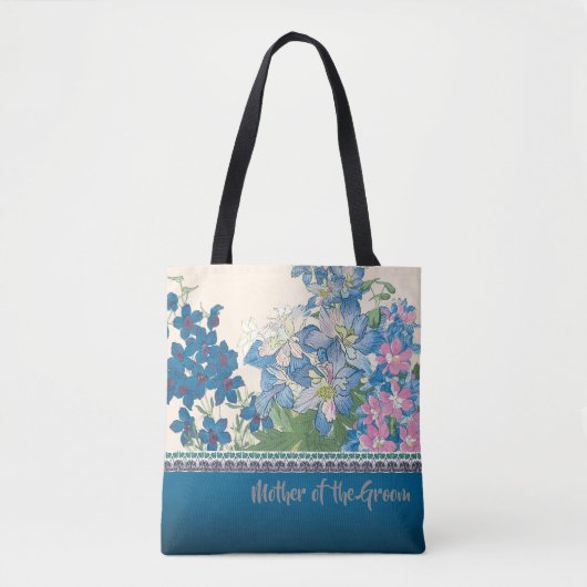 Tote Bag Fleurs Bleues Cadeau Favori Bridesmaid (Devant)