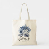 Tote Bag Fleurs bleues Dusty Calligraphie Bridesmaid Person (Dos)