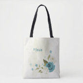 Tote Bag fleurs bleues et blanches (Devant)