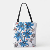 Tote Bag Fleurs bleues et blanches (Dos)