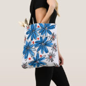 Tote Bag Fleurs bleues et blanches (De près)
