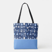 Tote Bag Fleurs bleues et blanches dans des vases, bloc de (Dos)