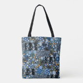 Tote Bag Fleurs Bleues Patchwork : Tissu sans couture. (Dos)