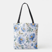 Tote Bag Fleurs Bleues Romantiques (Dos)