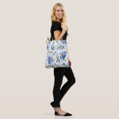 Tote Bag Fleurs Bleues Romantiques (Sur le modèle)