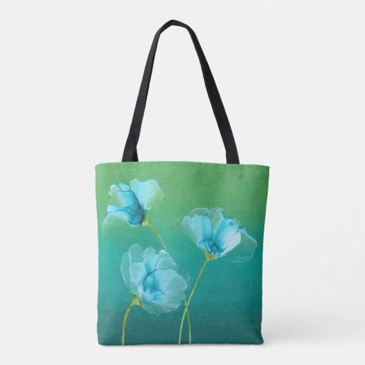 Tote Bag Fleurs bleues sur Ombre Arrière - plan Fourre-tout (Dos)