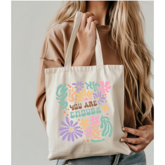 Tote Bag Fleurs Boho Rétro Vous Êtes Assez Santé Mentale