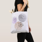 Tote Bag Fleurs Boho Zen Dandelion Sur Cercles Bleus Rose (De près)