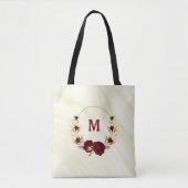 Tote Bag fleurs bordeaux or marbre feuille (Devant)